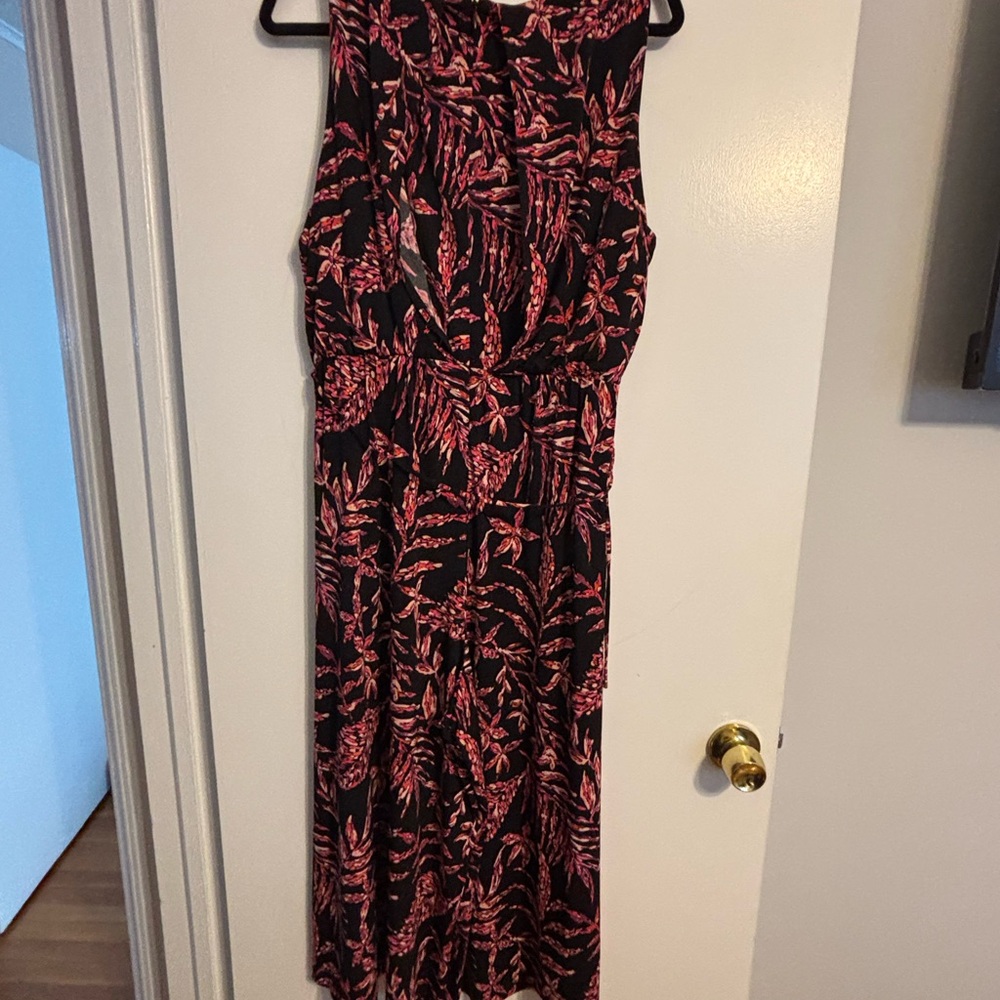 Nicole Miller Black and Pink Midi Dress